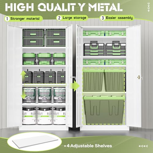 72” Black Metal Storage Cabinet with 2 Doors and 4 Adjustable Shelves B2692