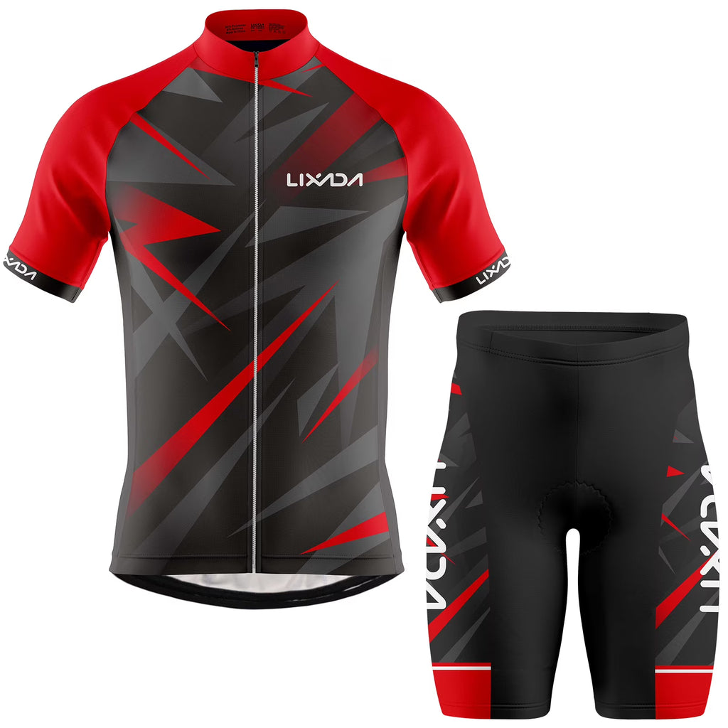 Men Cycling Jersey Short Sleeve Bike Shirt and Padded Shorts Bicycle Clothing Suit I51265
