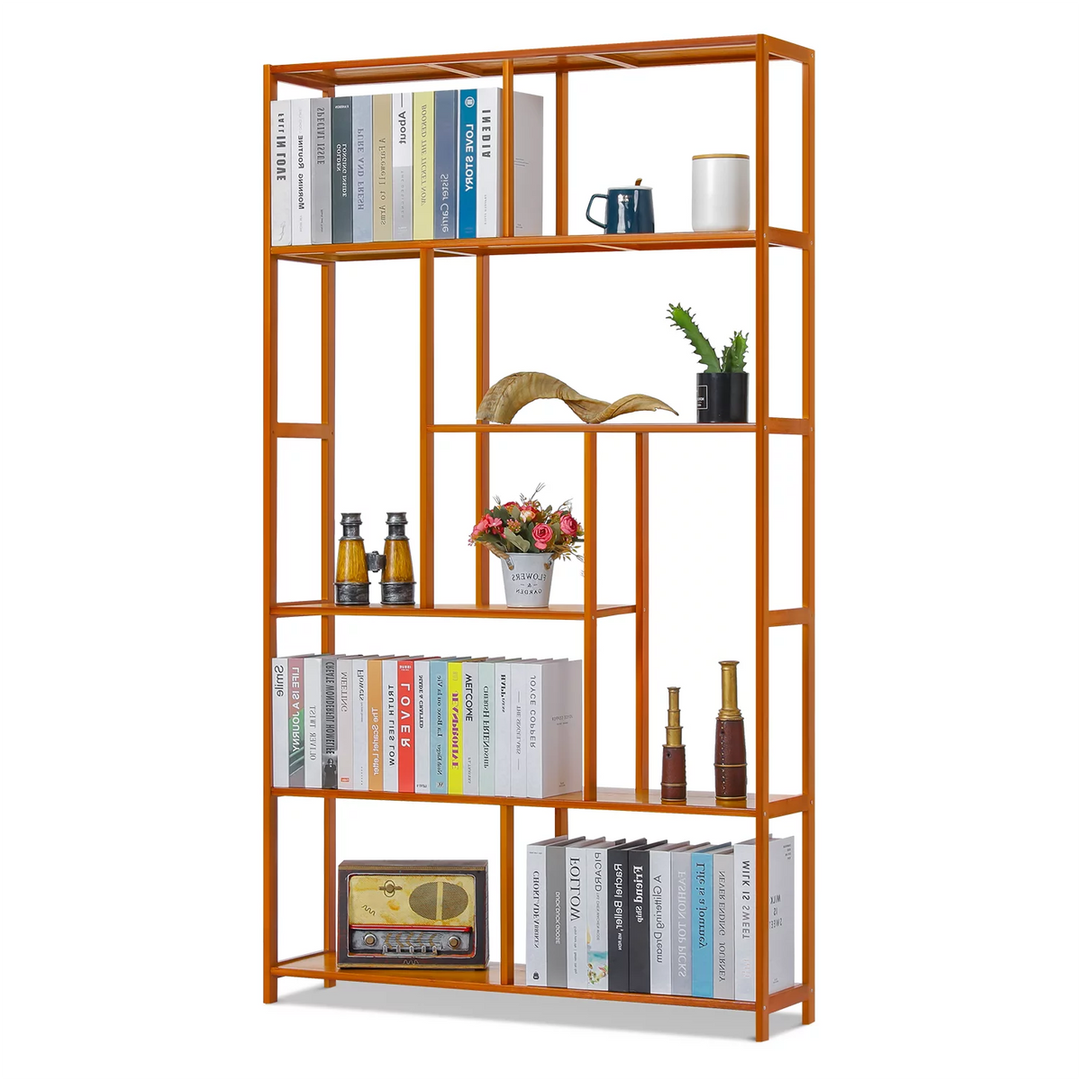 Bamboo 6 Tiers Brown Bookshelf W346