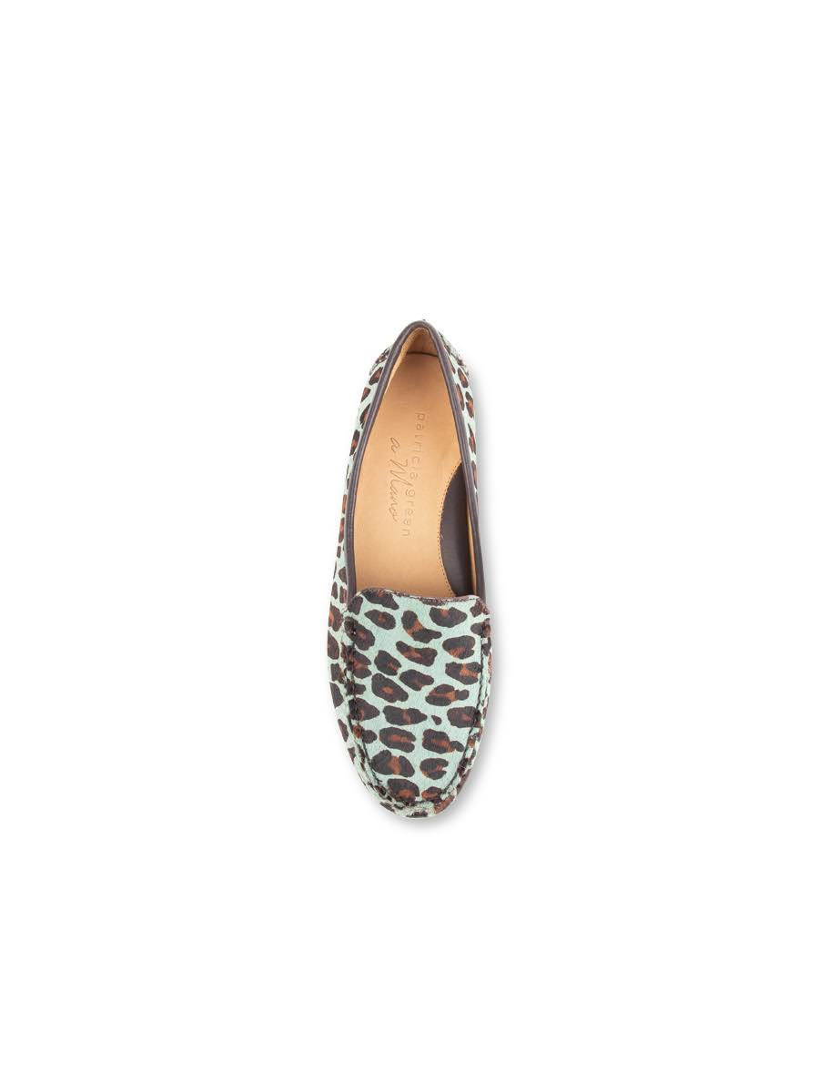 Teal Blue Leopard Driving Moccasin V401