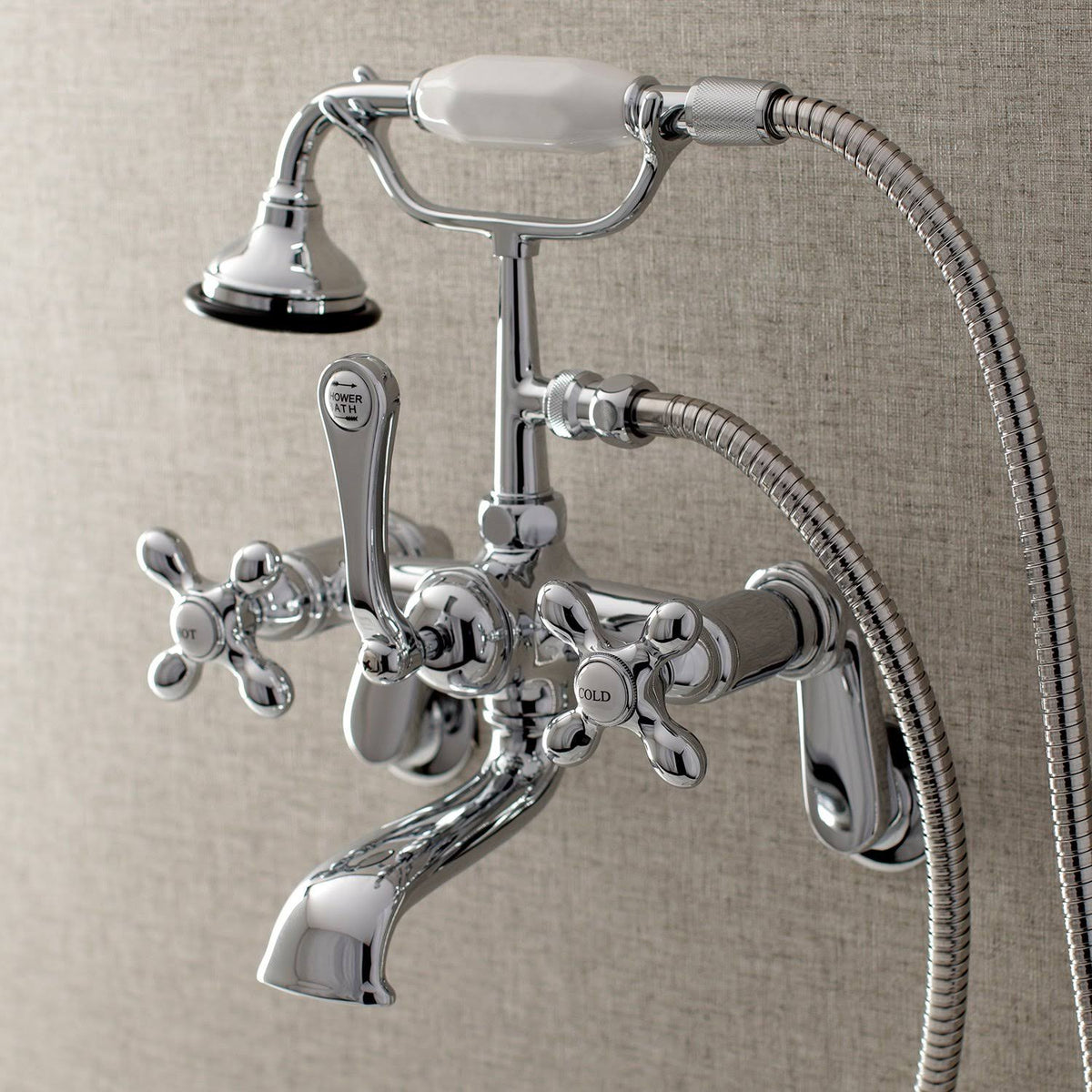 Matte Black Wall Mount Tub Faucet with Hand Shower F5913