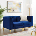 Navy Channel Tufted Performance Velvet Loveseat L49852