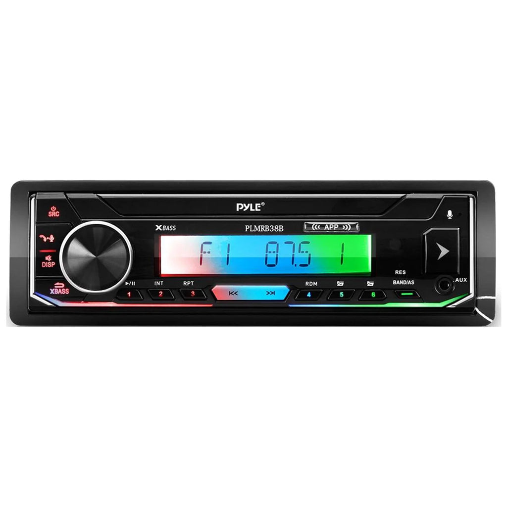 Single DIN Bluetooth Marine Stereo Receiver with 2 Pairs of 5.25'' Waterproof Marine Speakers D390942