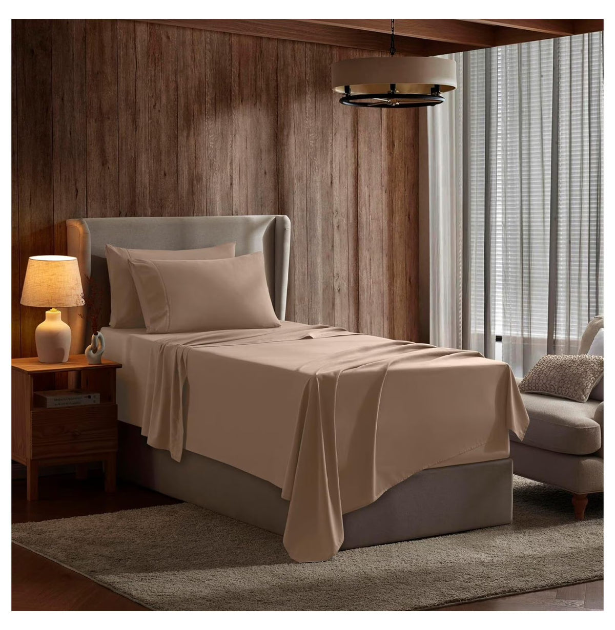 Twin 3 Piece Deep Pocket Bed Sheets Set with Fitted Sheet, Flat Sheet, Pillow Case R69516