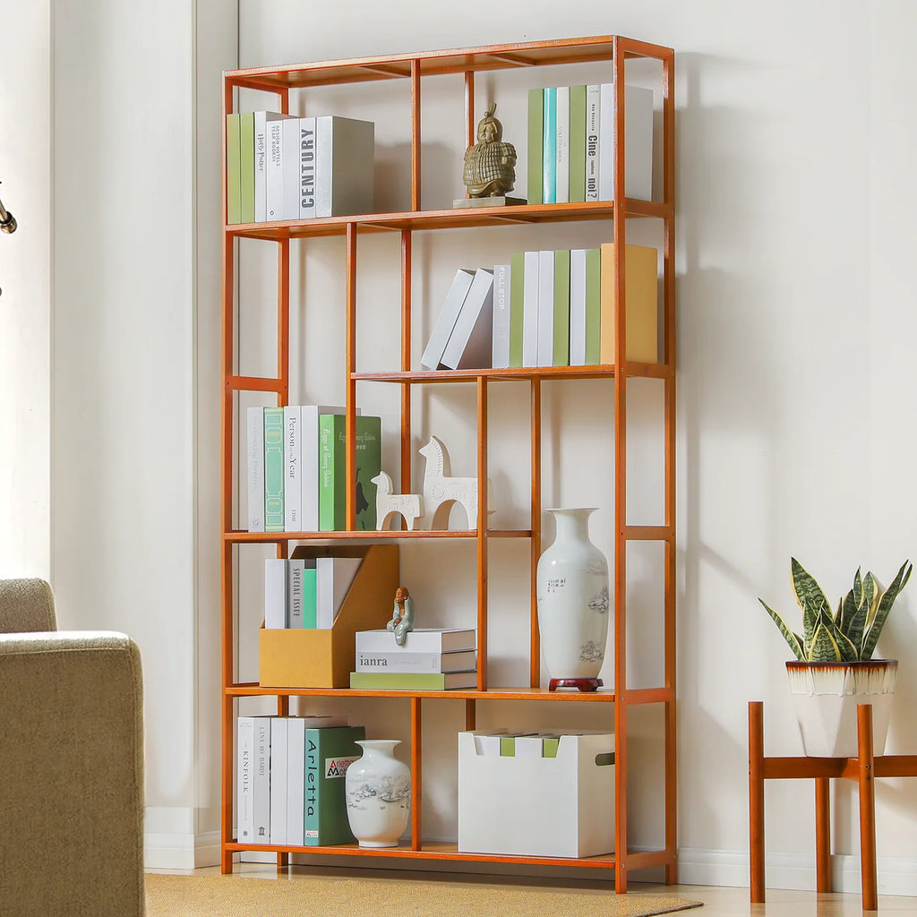 Bamboo 6 Tiers Brown Bookshelf W346