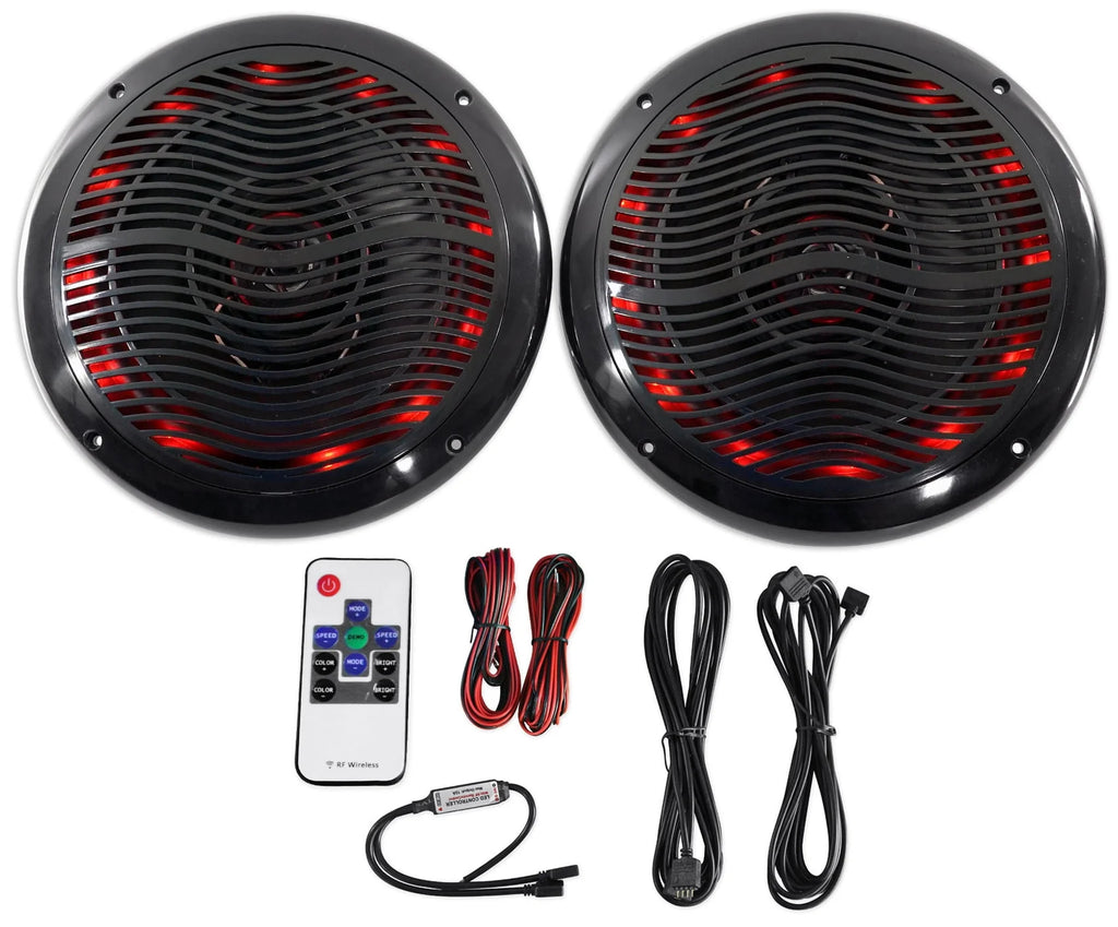 Black 6.5 Marine Speakers with Multi Color LED M5263