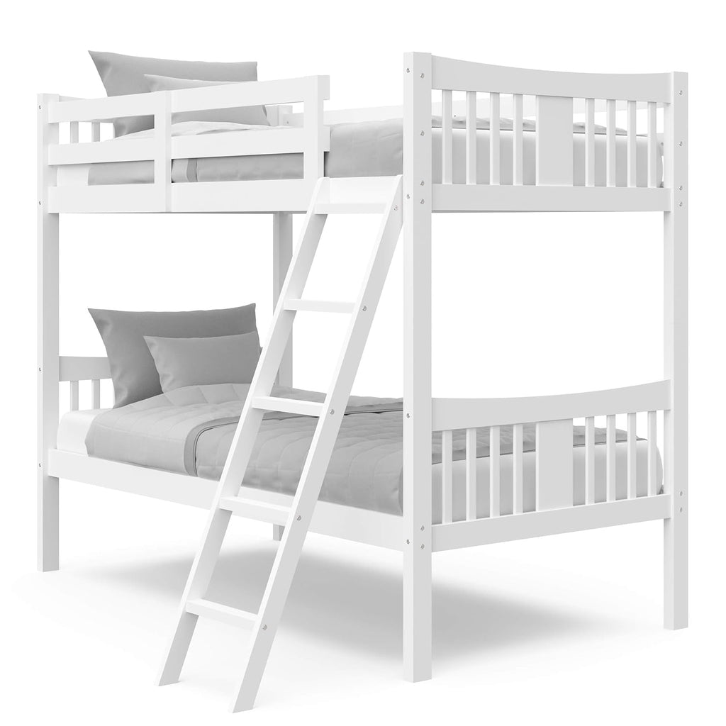 Gray Solid Hardwood Twin Bunk Bed with Ladder and Safety Rail L67524