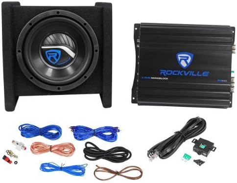 800 Watt Dual 8 Car Subwoofer Enclosure with Mono Amplifier and Amp Kit K94051