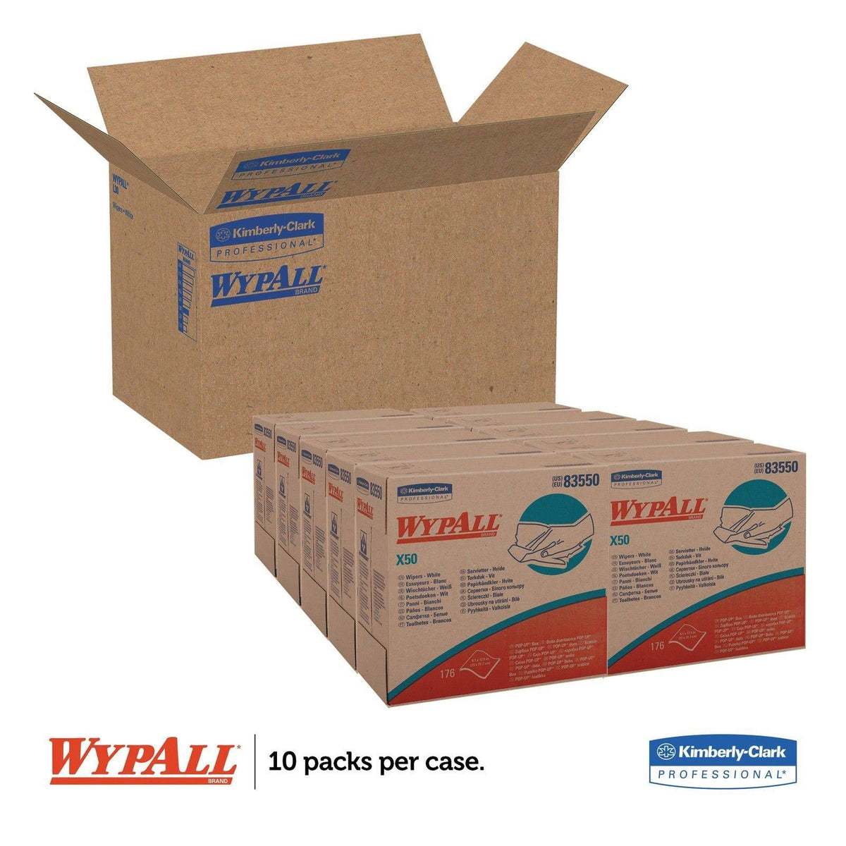 X50 Wipers, White, 176/Pop-Up Box, 10 Boxes/Carton G353