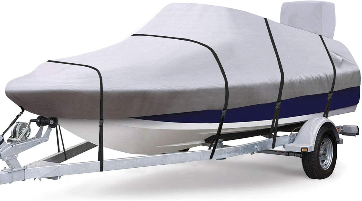 900D Trailerable Full Size Boat Cover Gray with Motor Cover T97451