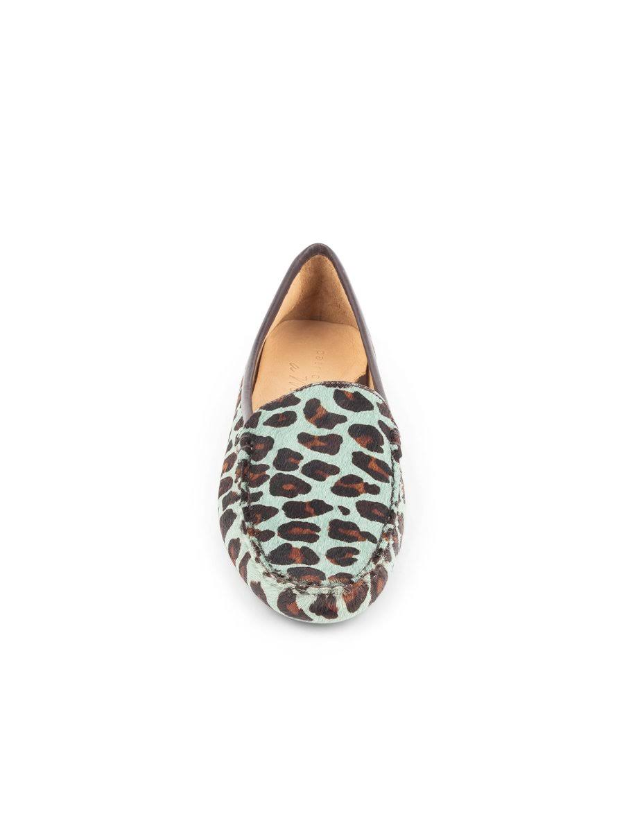 Teal Blue Leopard Driving Moccasin V401