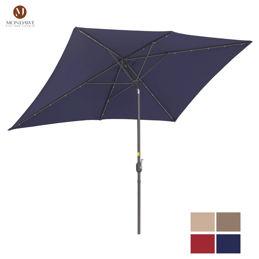 6.5 x 10ft Rectangular Patio Umbrella with 26 Led Lights U495618