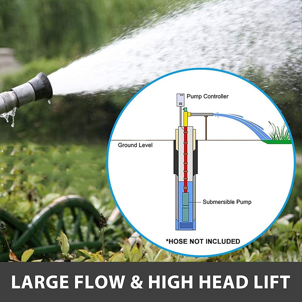 12V DC 250W Stainless Steel Submersible Water Pump 25m 4000L/H 1In Outlet W820