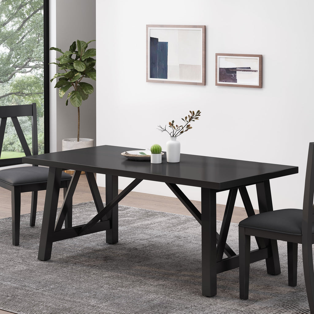 Black Farmhouse Wood Dining Table N691995