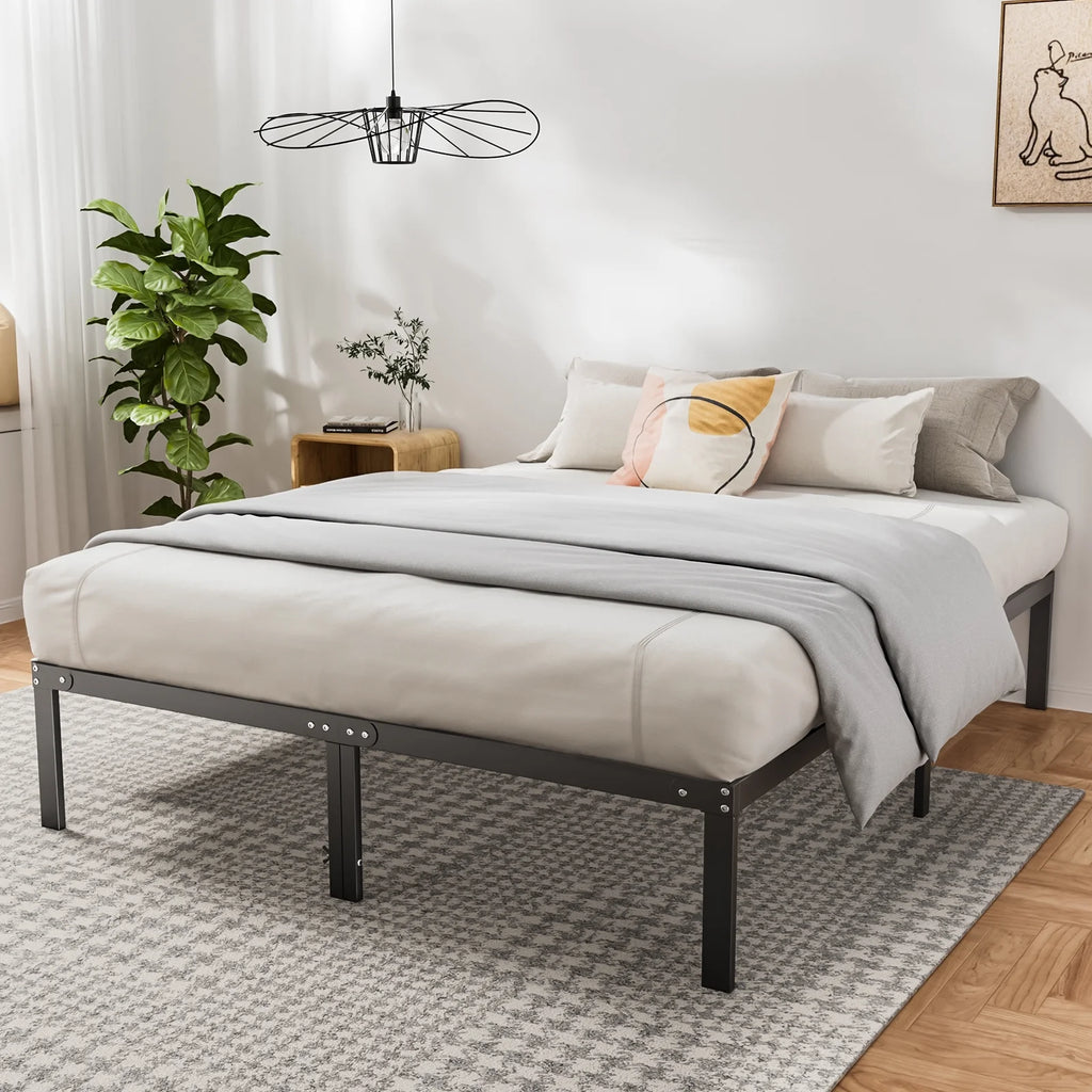 Queen Size Black Metal Platform Bed Frame S5465