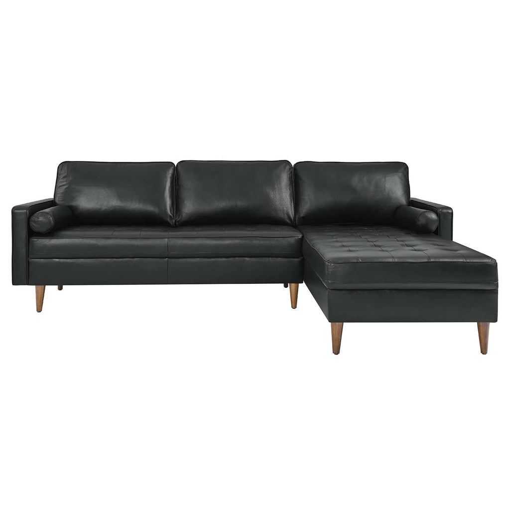 Black Leather Sectional Sofa H118