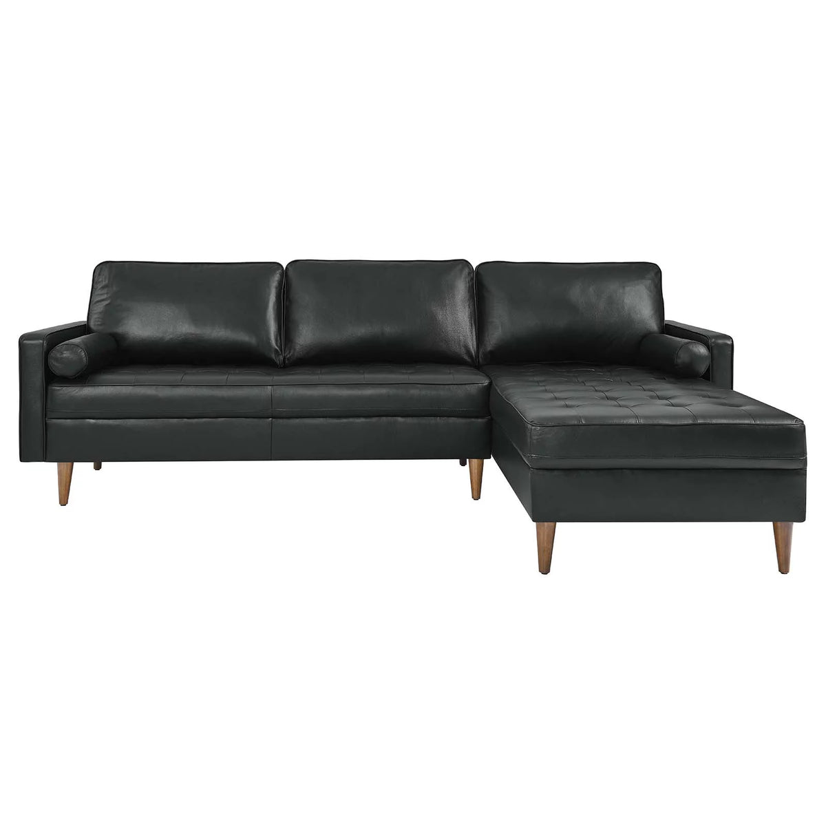 Black Leather Sectional Sofa H118