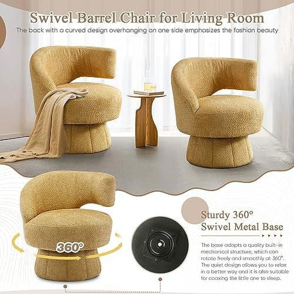 Velvet Swivel Barrel Chair with Gold Metal Base T275