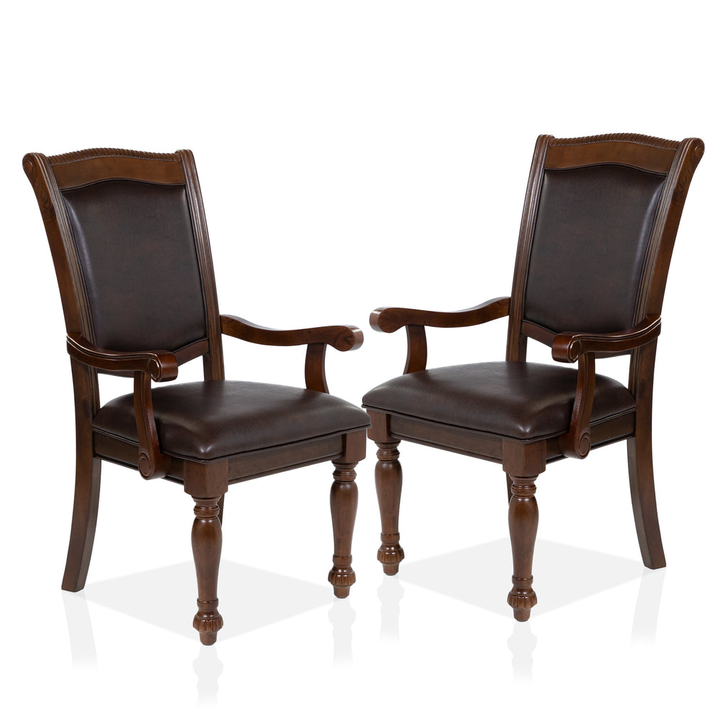 Faux Leather Dining Arm Chairs Set of 2 Y9265