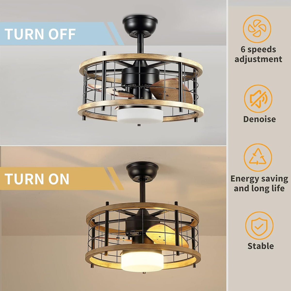 20'' Bladeless Ceiling Fan with Lights Remote Control D795
