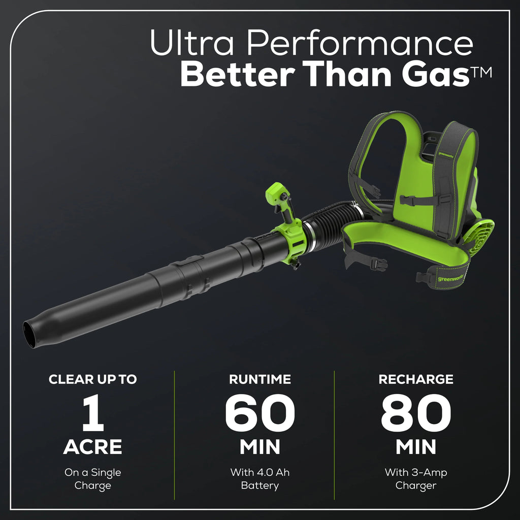 730 CFM 185 MPH Backpack Blower with 4.0 Ah Battery and 3 Amp Charger X962835