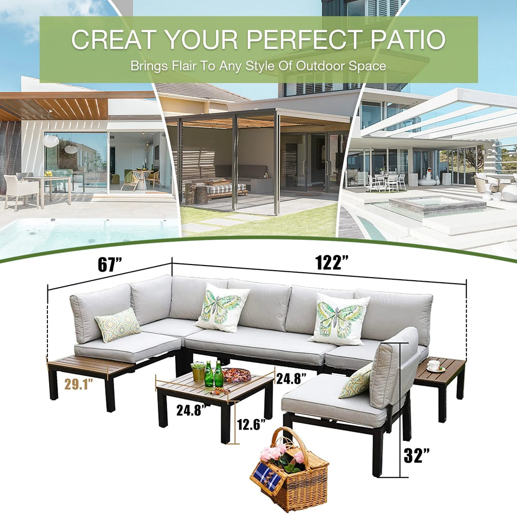 6-Piece Patio Conversation Set Outdoor Sofa with Cushions B8037