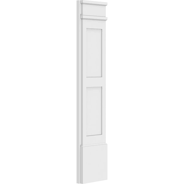Two Equal Flat Panel PVC Pilaster with Decorative Capital & Base (Pair) R8359