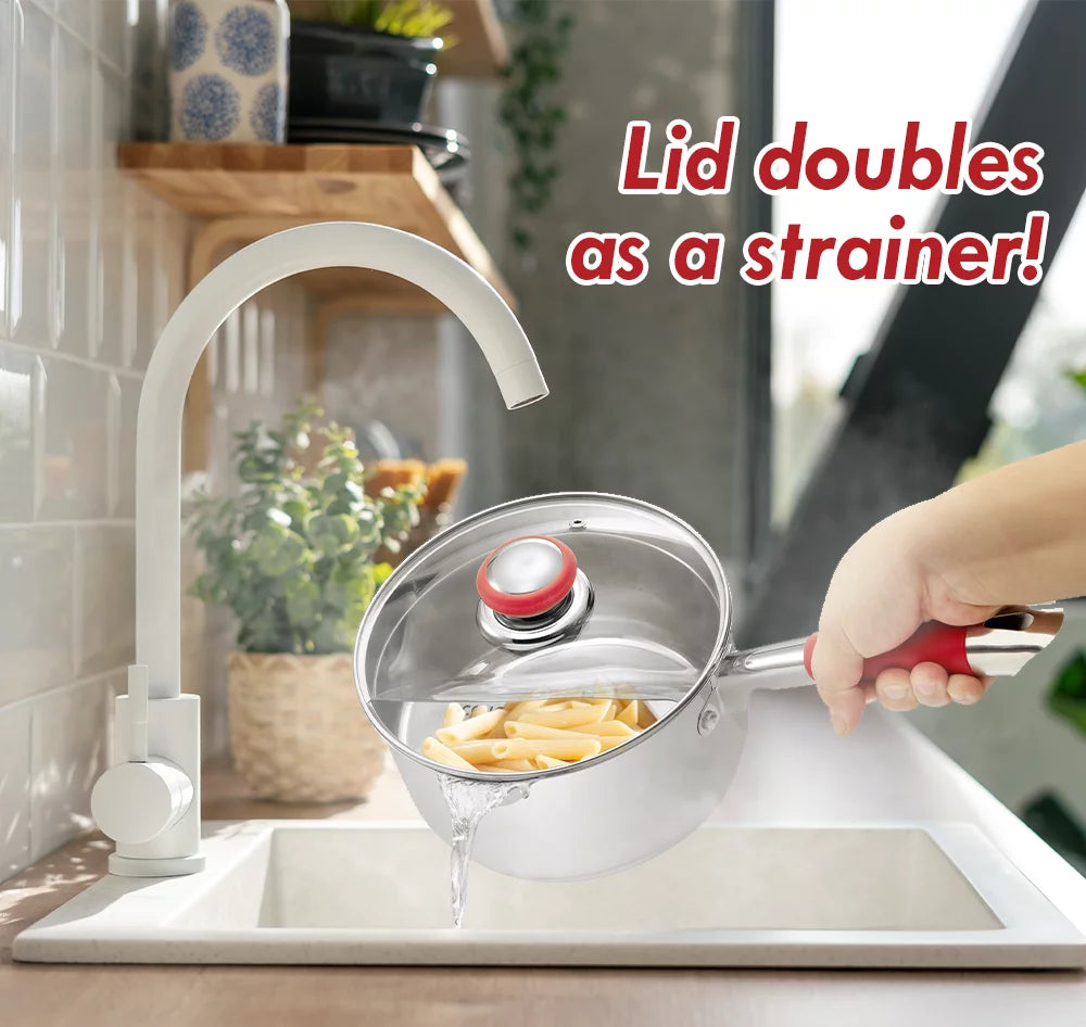 2 Quart Stainless Steel Saucepan with Vented Glass Lid X320