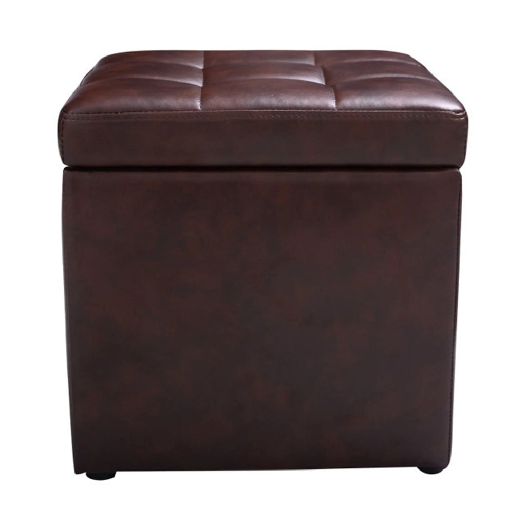 Brown Ottoman Pouffe Storage Box Footstool 16 Inch S6718