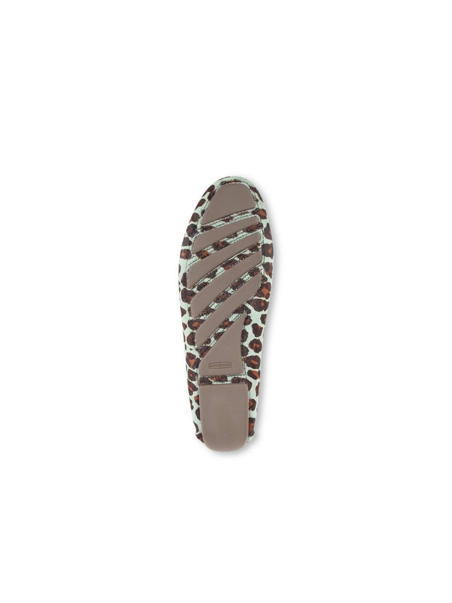 Teal Blue Leopard Driving Moccasin V401