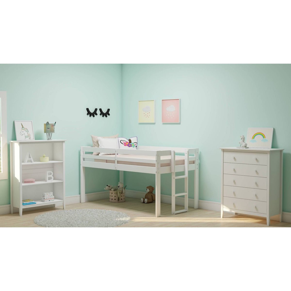 White Tall Bookcase B5930