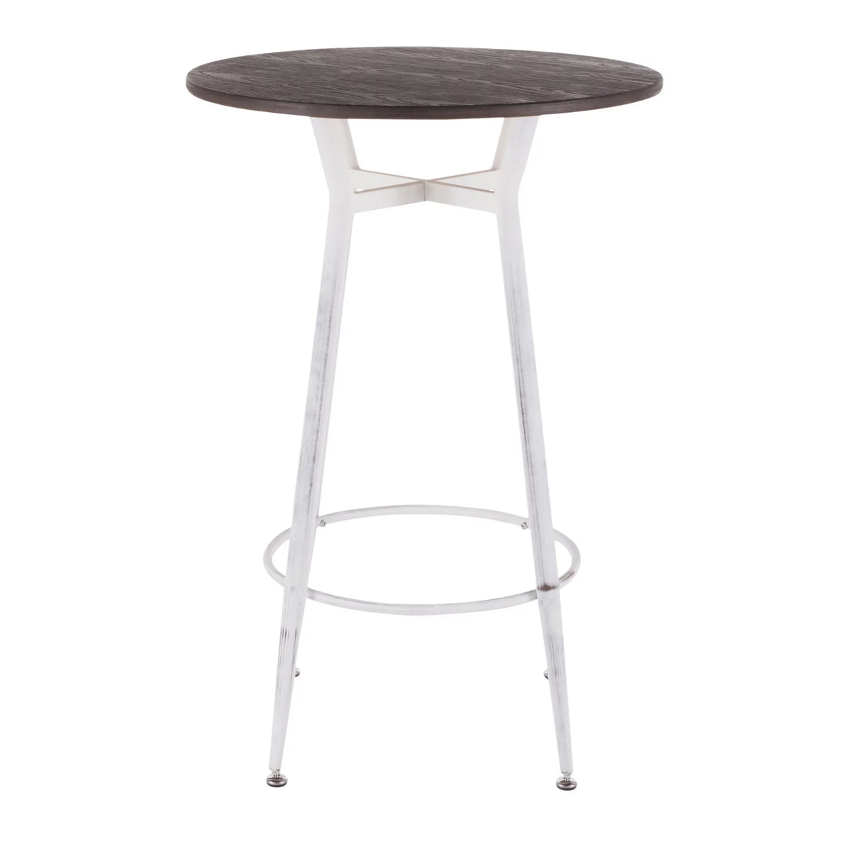 Vintage White Round Bar Table with Espresso Bamboo C487316