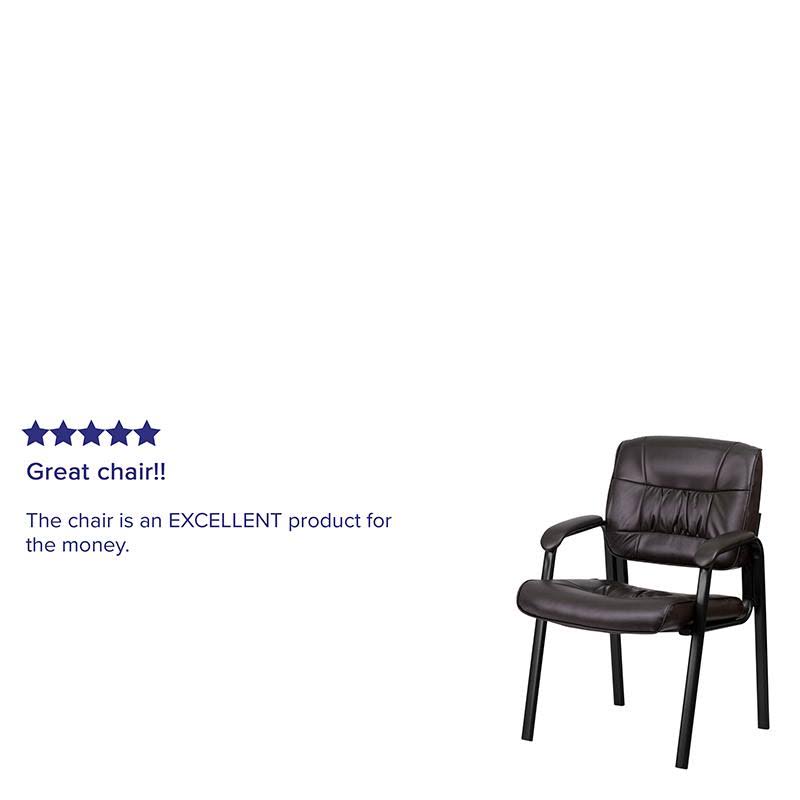 Brown Leather Executive Side Reception Chair with Black Frame L976224