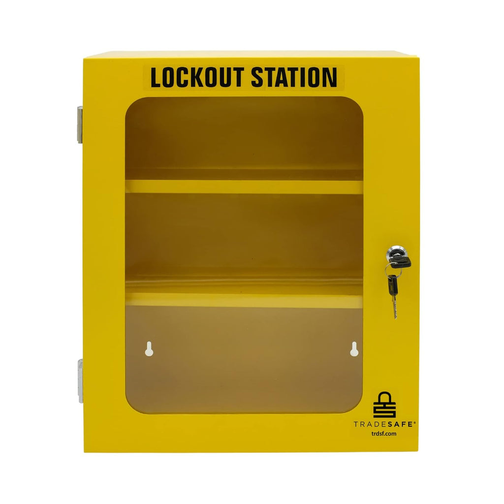 Lockout Tagout Storage Cabinet, 69 Piece, Wall-Mountable, 2 Movable Shelf Partitions E562002
