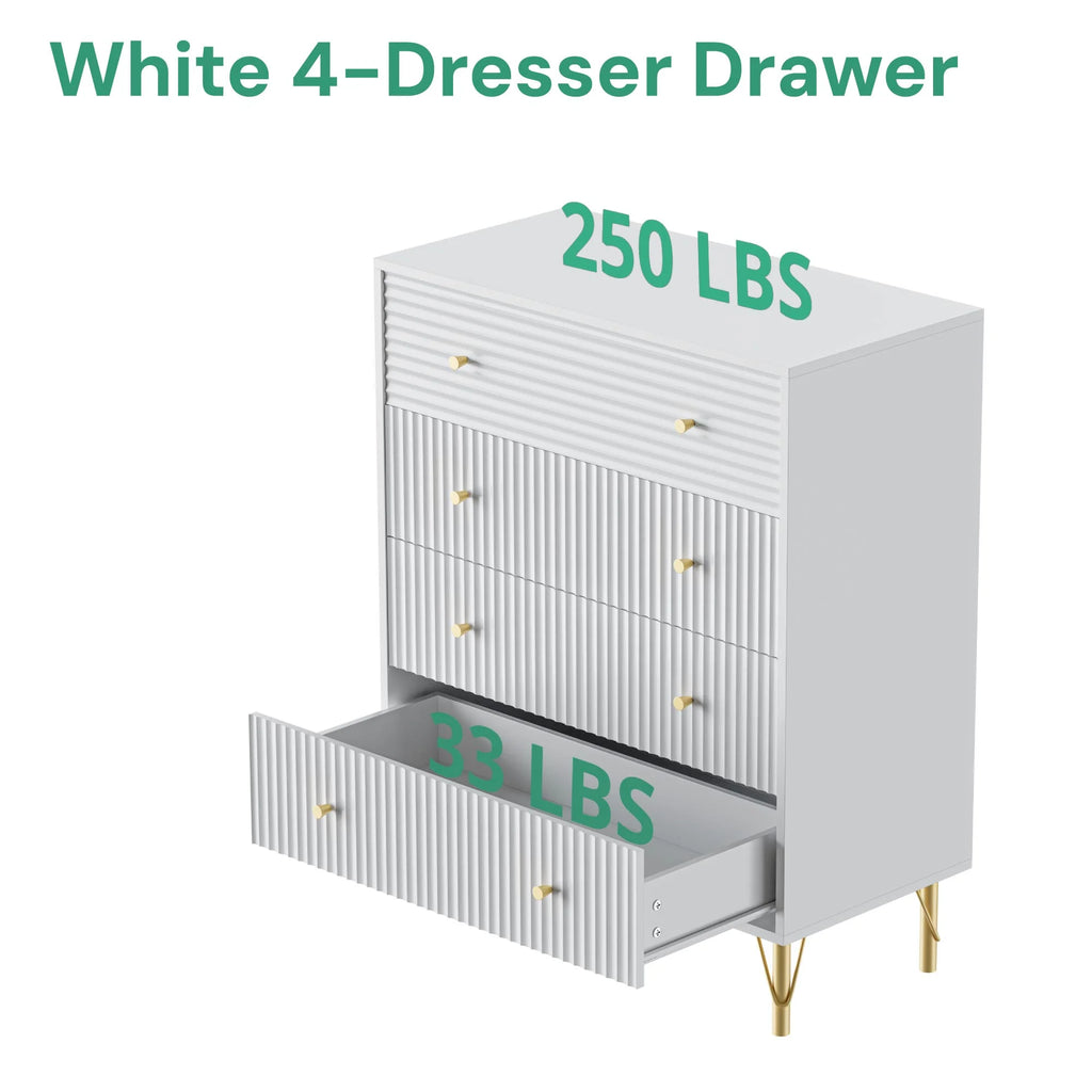 White 4 Drawer Dresser Set of 2 P850