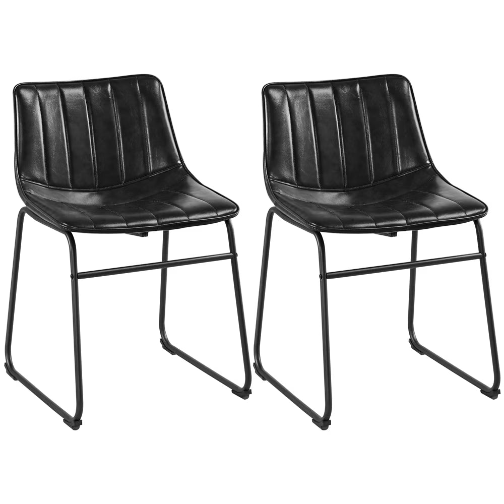 Black Faux Leather Armless Dining Chairs, Set of 2 E5532