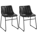 Black Faux Leather Armless Dining Chairs, Set of 2 E5532