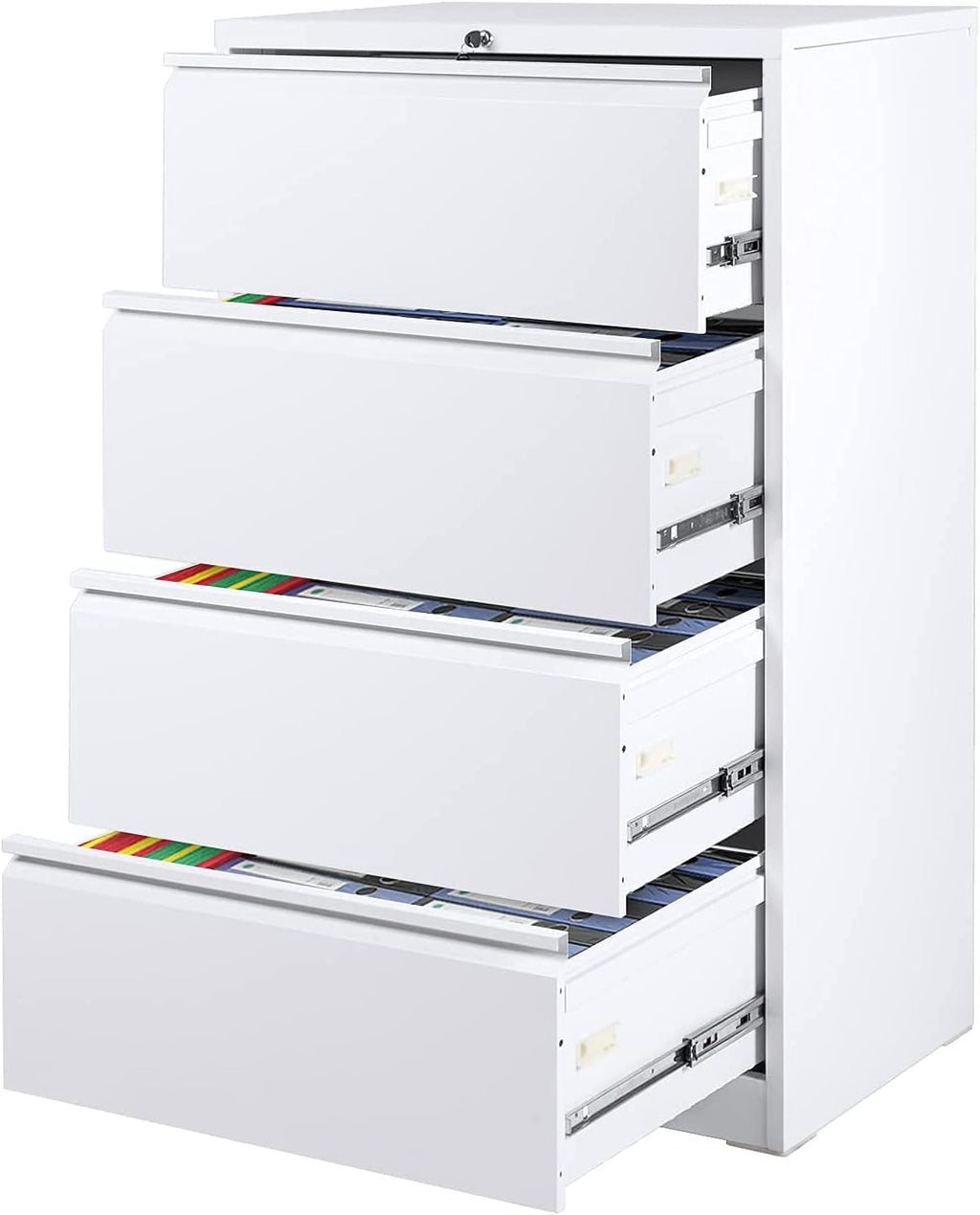 Black 3 Drawer Rolling Metal File Cabinet with Lock V967