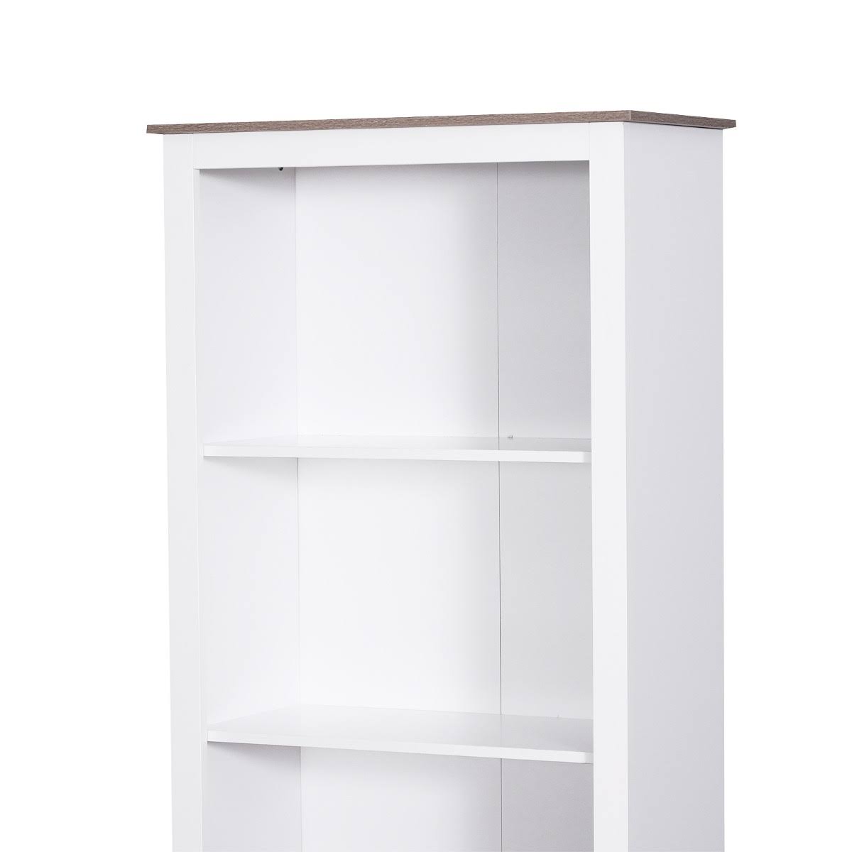 White Wood Free Standing Bathroom Linen Tower Storage Cabinet E23095