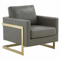 Grey & Gold Upholstered Leather Accent Armchair I5743