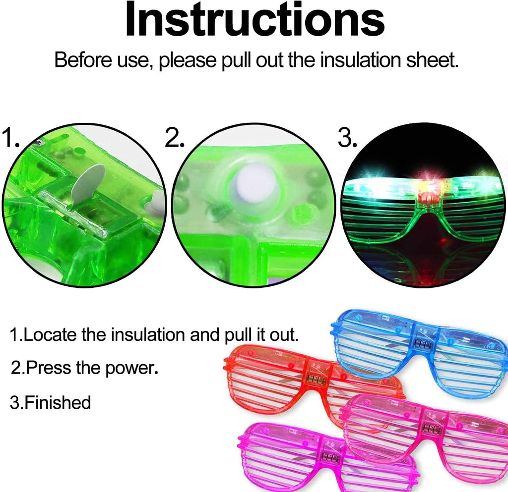 50 Pack LED Glow in The Dark Party Glasses A367