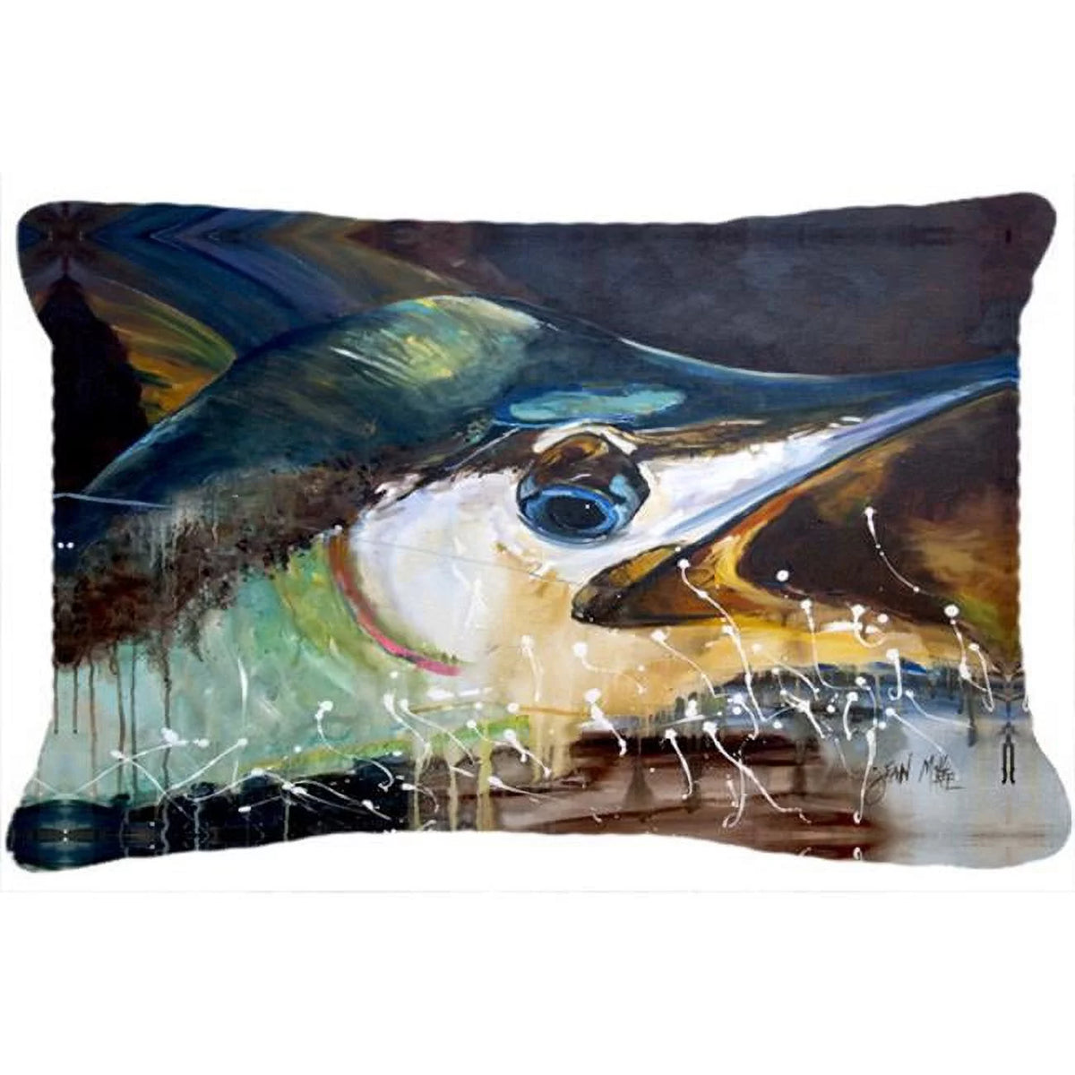 Blue Marlin Canvas Fabric Decorative Pillow V54391