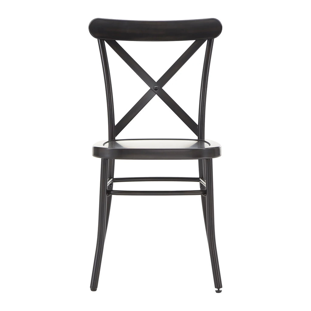 Antique Black Metal Dining Chairs Set of Two U473