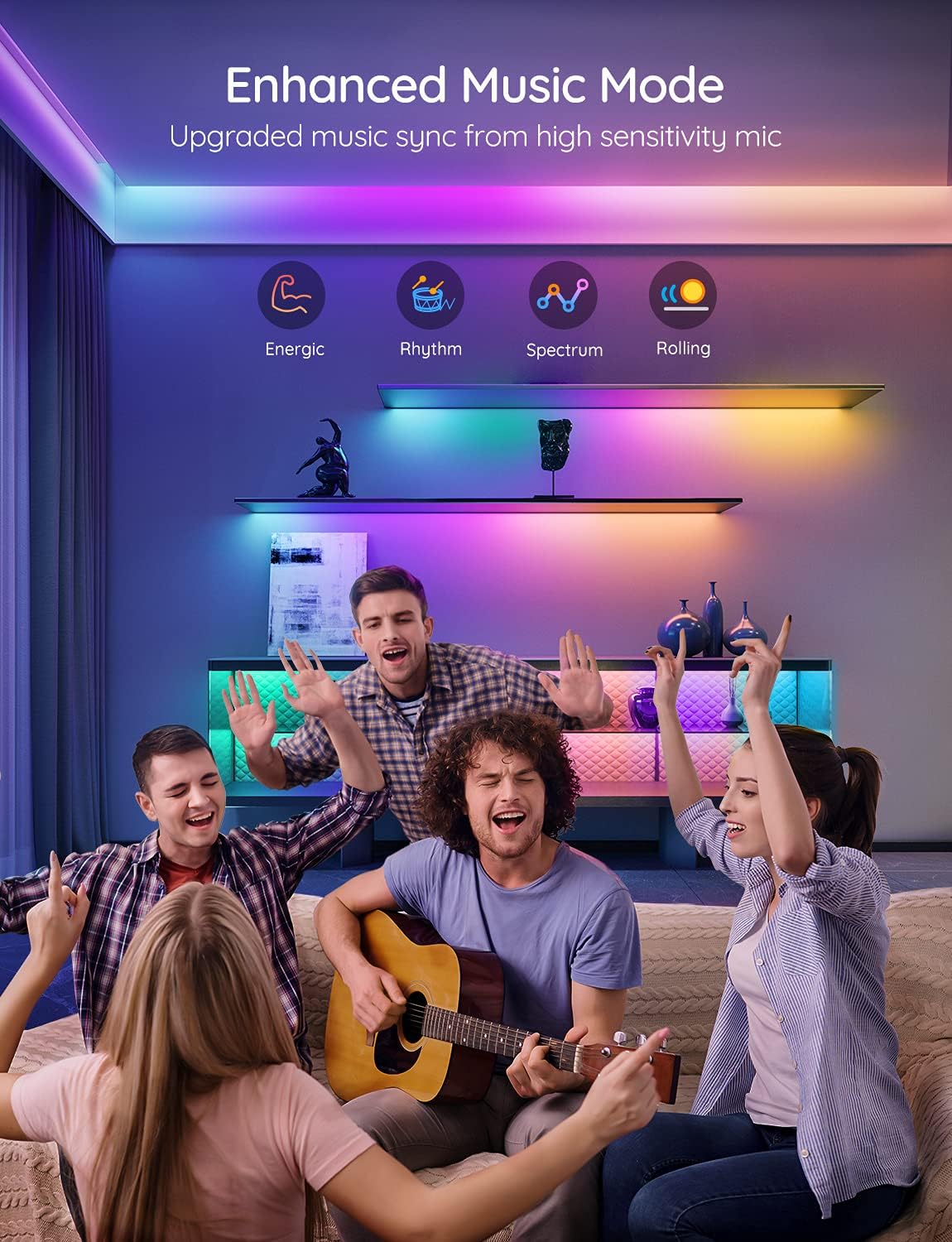 RGBIC LED Strip Lights 32.8ft WiFi Color Changing Smart Music Lights Pack of 2 S332