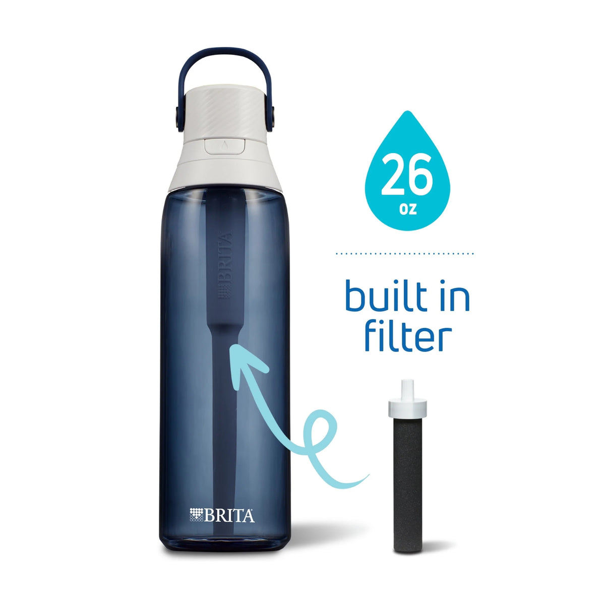 26oz Leak Proof Filtered Water Bottle with Straw X144