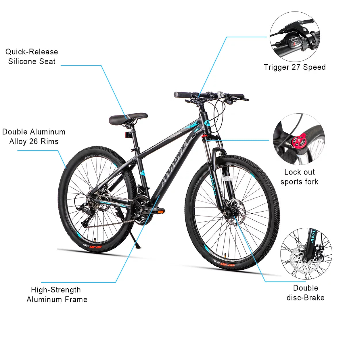 21-Speeds 26-Inch Wheels Aluminum Frame Disc Brakes Mountain Bike W908353
