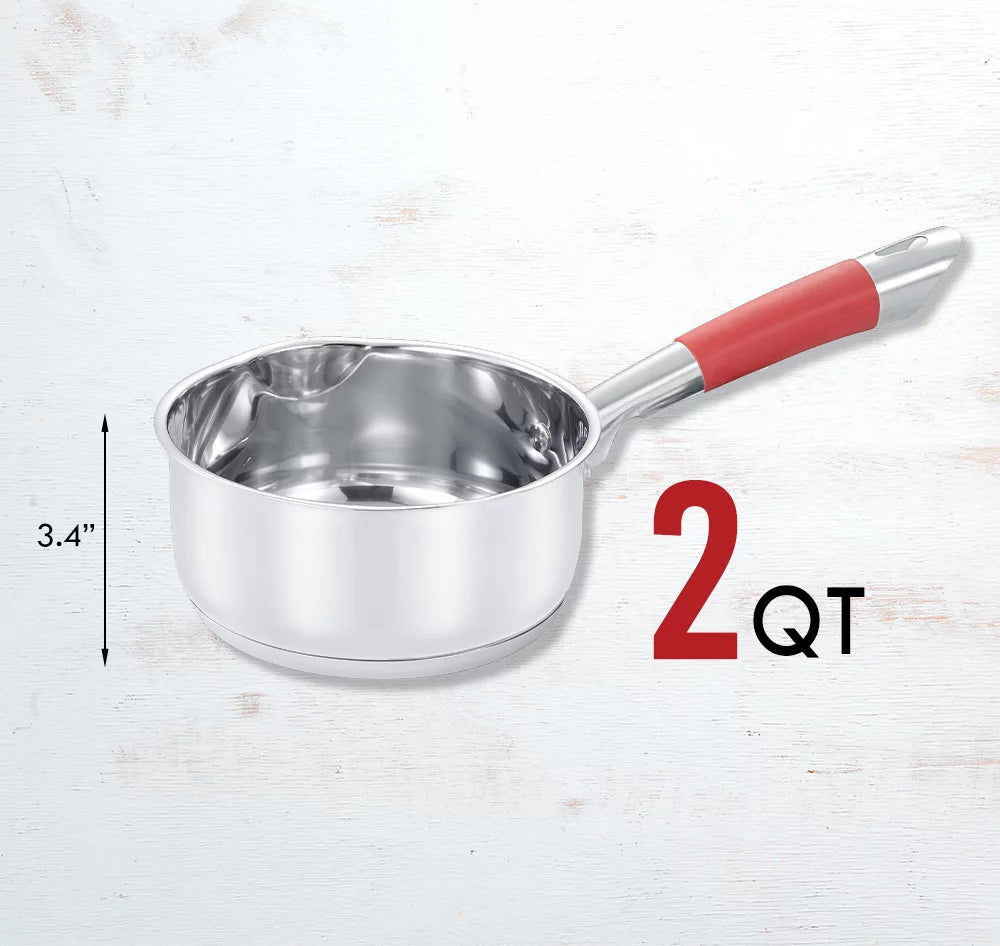 2 Quart Stainless Steel Saucepan with Vented Glass Lid X320