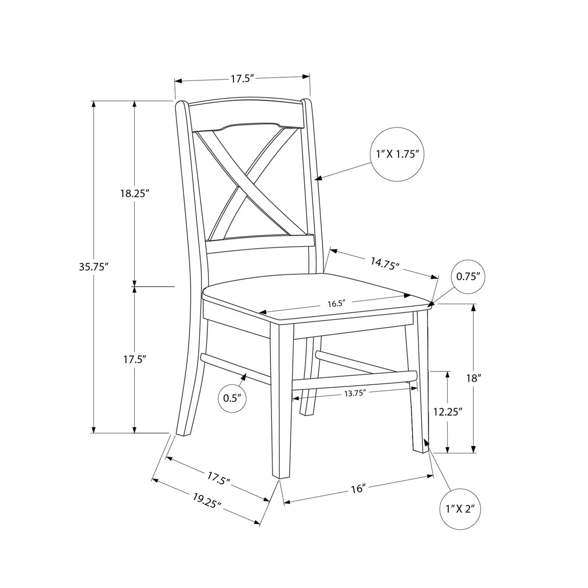 Wooden Transitional Dining Chairs, 2-Piece Q60767