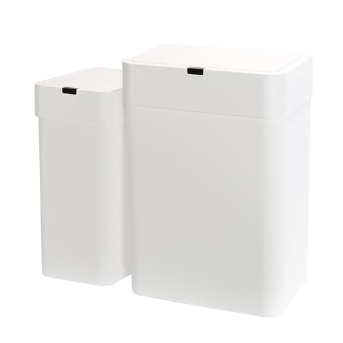 2 Pack Automatic Motion Sensor Trash Can, 2.5 Gallon + 4 Gallon White Q251