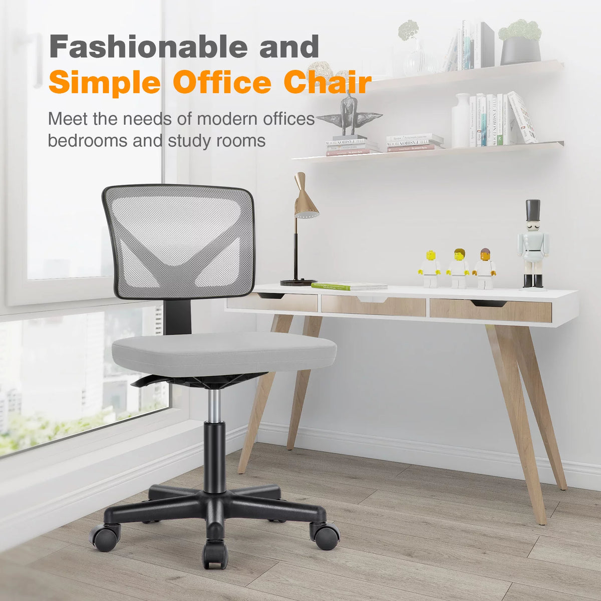 Armless Mesh Swivel Adjustable Low Back Task Chair Q529